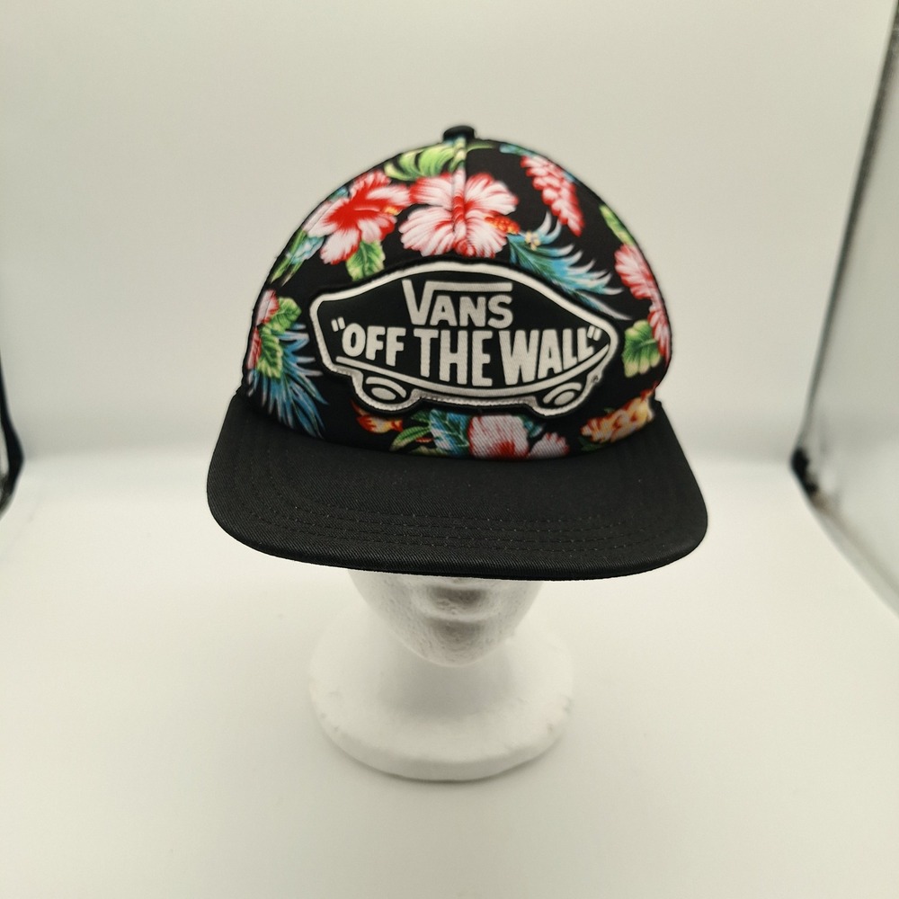 Vans Off The Wall Trucker Hat Floral Tropical Snapback Black Mesh Cap